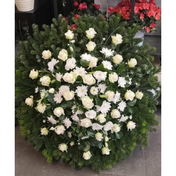 Standing funeral wreath with roses