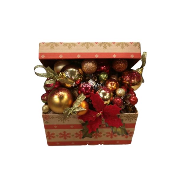 Natural-red Christmas box decoration